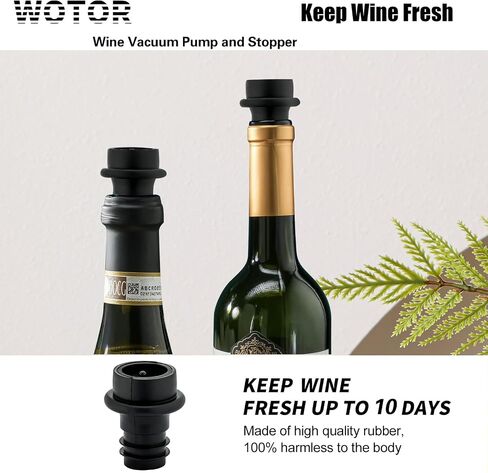 Wine Saver Vacuum Pump with 4 Stoppers, Wine Stopper, Wine Preserver, Reusable Bottle Sealer Keeps Wine Fresh, Ideal Wine Accessories Gift (Flat Handle) in Saudi Arabia