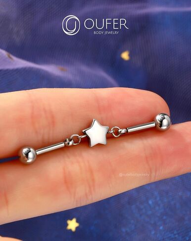 OUFER سلسلة مجوهرات ثقب صناعية، 14G 316L أقراط صناعية من الفولاذ المقاوم للصدأ للنساء، مجوهرات ثقب شريط صناعي لطيف على شكل قلب، أجراس صناعية - 38 مم in Kuwait