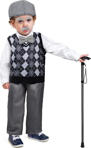100 Days of School Costume for Boys Old Man Costume for Kids 100th Day of School Grandpa Dress up Outfit Accessories in Saudi Arabia