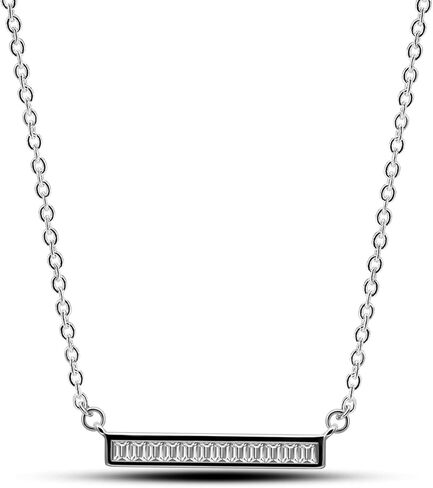 Dainty 925 Sterling Silver Cubic Zirconia Pendant Necklace Women Horizontal bar Letter Number Plant Flower Choker 18" Fine Jewelry Gifts for Wife Her in Saudi Arabia