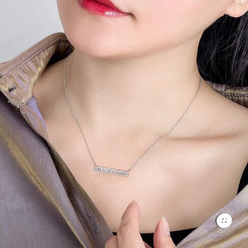 Dainty 925 Sterling Silver Cubic Zirconia Pendant Necklace Women Horizontal bar Letter Number Plant Flower Choker 18" Fine Jewelry Gifts for Wife Her in Saudi Arabia
