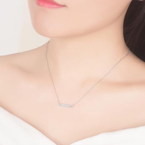 Dainty 925 Sterling Silver Cubic Zirconia Pendant Necklace Women Horizontal bar Letter Number Plant Flower Choker 18" Fine Jewelry Gifts for Wife Her in Saudi Arabia