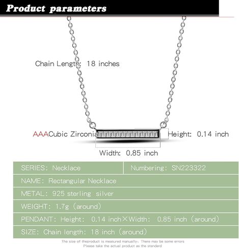 Dainty 925 Sterling Silver Cubic Zirconia Pendant Necklace Women Horizontal bar Letter Number Plant Flower Choker 18" Fine Jewelry Gifts for Wife Her in Saudi Arabia