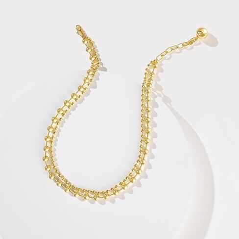 قلادة مطرزة بطبقات من الذهب من KissYan، قلادة على شكل قطرة مطلية بالذهب عيار 14 قيراط للنساء، هدايا مجوهرات عصرية عصرية مصقولة للغاية وقابلة للتكديس in Kuwait