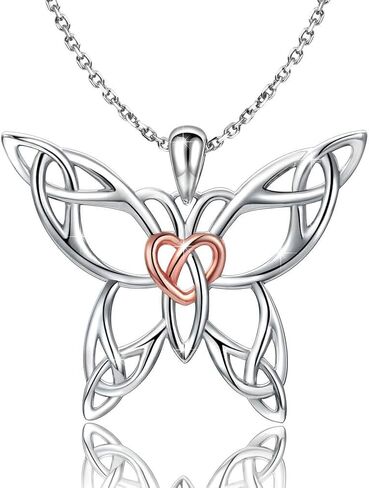 MANBU Sterling Silver Celtic Butterfly Necklace Earrings: Women Butterfly Pendant Necklace Earrings Celtic Christmas Jewelry Gifts for Butterfly Lovers in Saudi Arabia