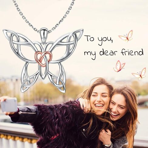 MANBU Sterling Silver Celtic Butterfly Necklace Earrings: Women Butterfly Pendant Necklace Earrings Celtic Christmas Jewelry Gifts for Butterfly Lovers in Saudi Arabia