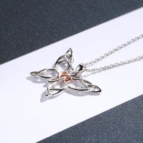 MANBU Sterling Silver Celtic Butterfly Necklace Earrings: Women Butterfly Pendant Necklace Earrings Celtic Christmas Jewelry Gifts for Butterfly Lovers in Saudi Arabia