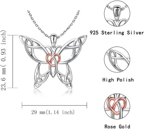 MANBU Sterling Silver Celtic Butterfly Necklace Earrings: Women Butterfly Pendant Necklace Earrings Celtic Christmas Jewelry Gifts for Butterfly Lovers in Saudi Arabia