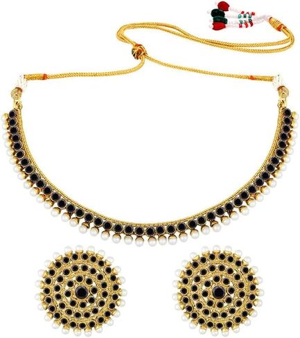 Aheli Bollywood Fashion Faux Stone Wedding Necklace Big Earrings Indian Fashion Jewelry Set Gift for Women in Kuwait