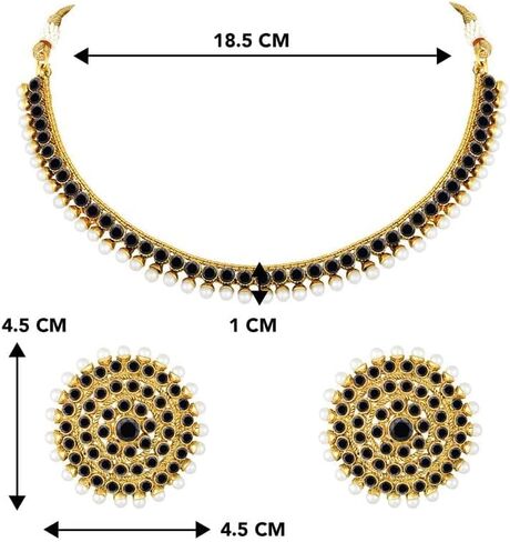Aheli Bollywood Fashion Faux Stone Wedding Necklace Big Earrings Indian Fashion Jewelry Set Gift for Women in Kuwait