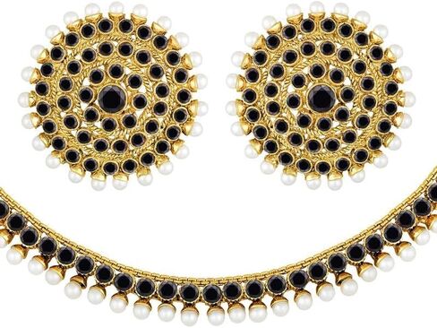 Aheli Bollywood Fashion Faux Stone Wedding Necklace Big Earrings Indian Fashion Jewelry Set Gift for Women in Kuwait