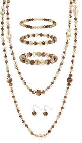 Trendy Infinity Wrap 60’’ Long Statement Necklace, Earrings and Bracelet Set - Hand Knotted Versatile Crystal and Shell Beads Strand Necklace and Chunky Beaded Stretch Bracelet Stack – Jewelry Set Gift for Women in Saudi Arabia