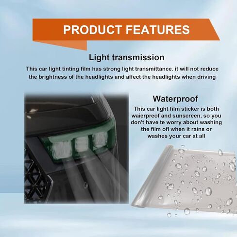 Car Headlight Taillight Vinyl Film with Squeegee and Cutter,Car Headlights Sticker,Vinyl Film Sticker,Self-Adhesive Sticker,Tail Lights Fog Lights Sticker,Universal All Car Decors in Kuwait