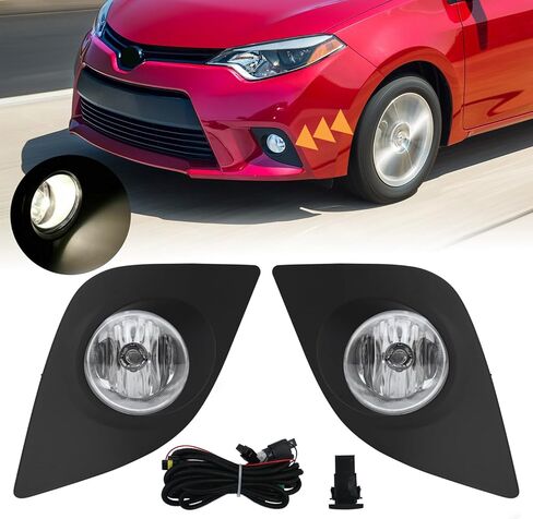YLT AUTO Fit 2014 2015 2016 لسيارة Toyota Corolla L LE مجموعة استبدال مصابيح الضباب الأمامية للجري عدسات شفافة مع زوج من المصابيح وأسلاك التبديل (جانب السائق وجانب الركاب) in Kuwait