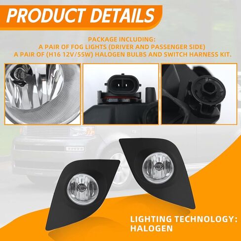 YLT AUTO Fit 2014 2015 2016 لسيارة Toyota Corolla L LE مجموعة استبدال مصابيح الضباب الأمامية للجري عدسات شفافة مع زوج من المصابيح وأسلاك التبديل (جانب السائق وجانب الركاب) in Kuwait