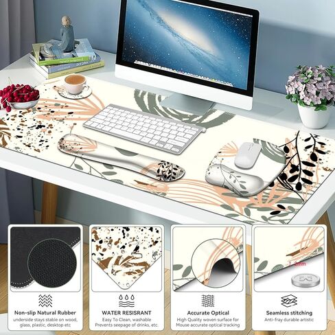 4-in-1 Large Gaming Mouse Pad Set,Extended Desk Mat with Coasters,Mouse and Keyboard with Wrist Support,Easy Typing & Pain Relief,Waterproof Non-Slip Desk Pad Protector for Home Office Computer in Kuwait