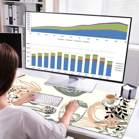 4-in-1 Large Gaming Mouse Pad Set,Extended Desk Mat with Coasters,Mouse and Keyboard with Wrist Support,Easy Typing & Pain Relief,Waterproof Non-Slip Desk Pad Protector for Home Office Computer in Kuwait