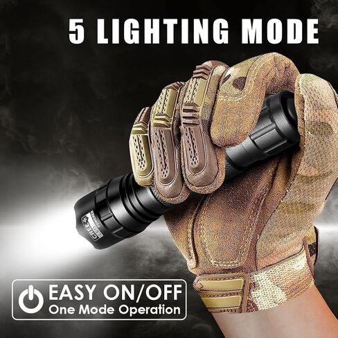 UniqueFire 501F مصباح يدوي تكتيكي صغير مع الحافظة، 5 أوضاع مصباح LED صغير قابل للتكبير مصباح يدوي عالي التجويف مع IPX-65 مصباح يدوي EDC مقاوم للماء ضوء فلاش ساطع للاستخدام اليومي في حالات الطوارئ in Kuwait