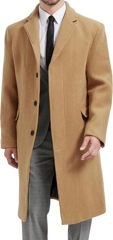 Mens Camel Overcoat Wool & Cashmere Covert Warm Winter Bond Coat Fully Lined in Kuwait