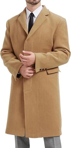 Mens Camel Overcoat Wool & Cashmere Covert Warm Winter Bond Coat Fully Lined in Kuwait