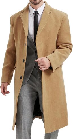 Mens Camel Overcoat Wool & Cashmere Covert Warm Winter Bond Coat Fully Lined in Kuwait