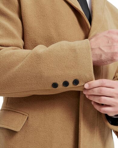 Mens Camel Overcoat Wool & Cashmere Covert Warm Winter Bond Coat Fully Lined in Kuwait