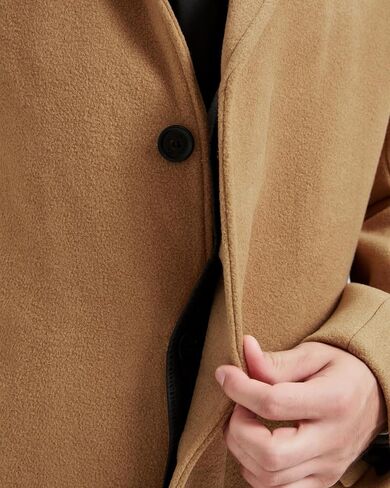 Mens Camel Overcoat Wool & Cashmere Covert Warm Winter Bond Coat Fully Lined in Kuwait