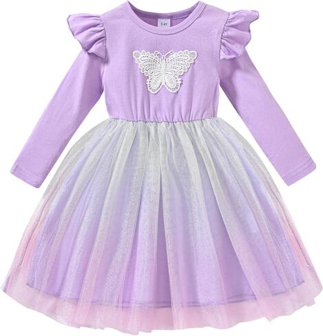 Toddler Girl Dress Winter Long Sleeve Ruffle Girls Clothes Party Tulle Dresses for Little Girls 3-8 Years in Saudi Arabia