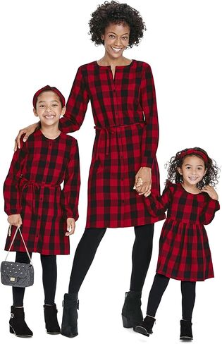 The Children's Place Girls Long Sleeve Buffalo Plaid Woven Shirt Dress in Saudi Arabia