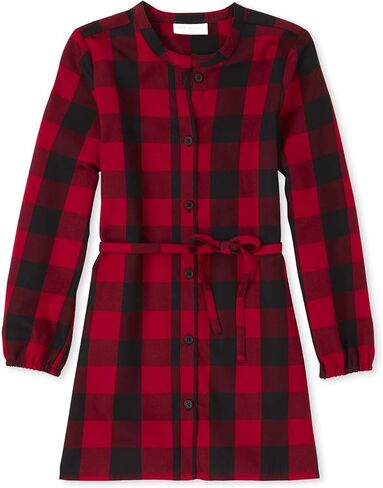 The Children's Place Girls Long Sleeve Buffalo Plaid Woven Shirt Dress in Saudi Arabia