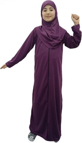 Prayer Dress for Muslim Girl-sleeved Prayer Dress &Hijab One-piece prayer dress with hijab muslim girls jilbab Abaya. in Kuwait