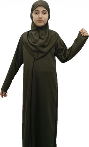 Prayer Dress for Muslim Girl-sleeved Prayer Dress &Hijab One-piece prayer dress with hijab muslim girls jilbab Abaya. in Kuwait