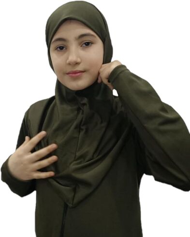 Prayer Dress for Muslim Girl-sleeved Prayer Dress &Hijab One-piece prayer dress with hijab muslim girls jilbab Abaya. in Kuwait
