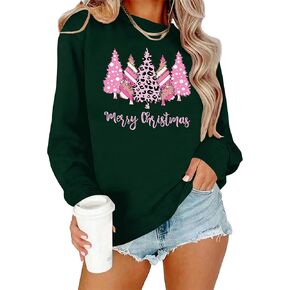 Christmas Tree Sweatshirt for Women : Merry Christmas Graphic Sweater Xmas Holiday Long Sleeve Pullover Tee Top