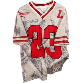 GORGLITTER Men's Number Graphic Jersey Shirts Short Sleeve V Neck Tees Sports T-Shirt Top