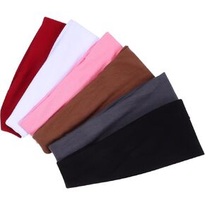 GALPADA 6 Pack Workout Headbands for Women: Elastic Non Slip Hair Bands Soft Cotton Cloth Sport Sweatbands for Running Sports