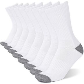 8 Pairs Mens Crew Socks Cushioned Moisture Wicking Athletic Heavy Duty Performance Work Training Socks