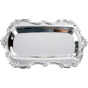 Vintage Trinket Dish Jewelry Tray,Perfume Organizer Tray for Wedding Photographer Detail Props Ceremony Antique Decor (Silver)