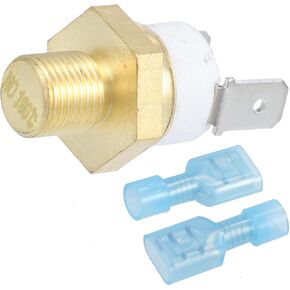 Motoforti Universal Engine Cooling Fan Temperature Sensor Switch, 1/8'' NPT 175-190 Degrees on 155 Degrees Off, Metal, Copper Tone, 1 Pcs