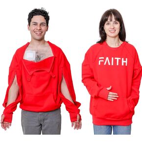 Dialysis Sweatshirts with Dual Zip chest Access Hemodialysis Two Way Arm Zippers to Fistula Port and Line for Men and Women