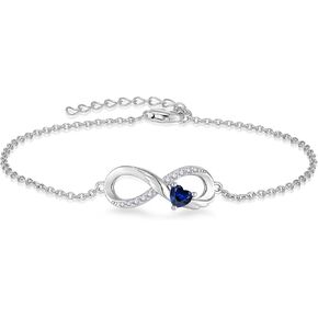 STARCHENIE 925 Sterling Silver Infinity Bracelet Adjustable Angel Wings Heart Birthstone Bracelet for Women
