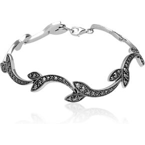 Gemondo USA 925 Sterling Silver Swirling Marcasite Bracelet 7 inch in Length