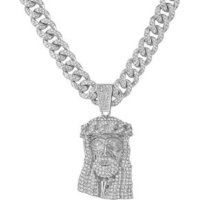 ICE STAR Men's Large CZ Pendant & 12mm Iced Out Cuban Necklace