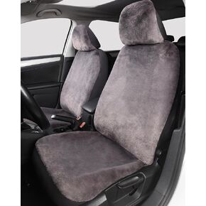 TOYOUN Universal Fuzzy Fur Car Seat Covers for Winter, Soft Warm Rabbit Fur Front Bucket Seat Covers Fluffy Furry Car Seat Covers Cushion Accessories for Women,2PCS, Gray