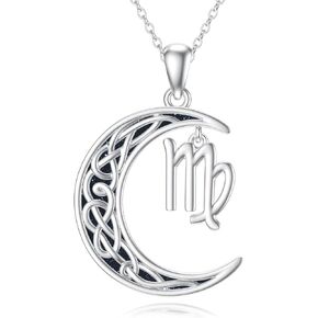 PROESS Zodiac Necklace 925 Sterling Silver 12 Constellations Pendant Necklace Horoscope Sign Necklaces Jewelry Presents for Women Men