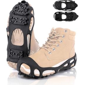 مقابض ثلج من Xproutdoor Crampons Ice Cleats، مضادة للانزلاق وخفيفة الوزن وقابلة للحمل للمشي على الثلج والجليد، سهلة الاستخدام للأحذية/الأحذية طويلة الرقبة in Kuwait