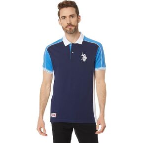 U.S. Polo Assn. Men's Slim Fit Short Sleeve Double Collar Pique Knit Polo Shirt