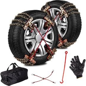 VaygWay Stay Safe Heavy Duty Car Tire Chains - Universal Premium Quality & All Season Heavy Duty Vehicle Tire Chains for Cars, SUVs, Trucks, & Vans 8 Pack