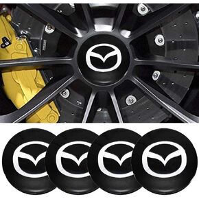 4pcs 56MM 2.2'' Emblem Badge Sticker Wheel Hub Caps Center Cover ABS Material (fit Mazda Black)