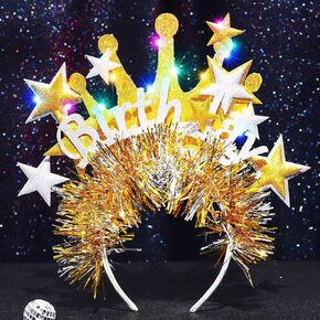 GORTIN Light Up Happy Birthday Headband LED Birthday Headband Glow Birthday Hair Accessories for Women